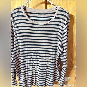 Architect Women's Long Sleeve Striped Tee - Black and Tan